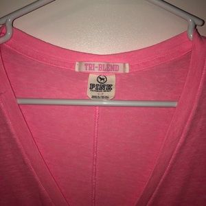 Pink V-neck t-shirt